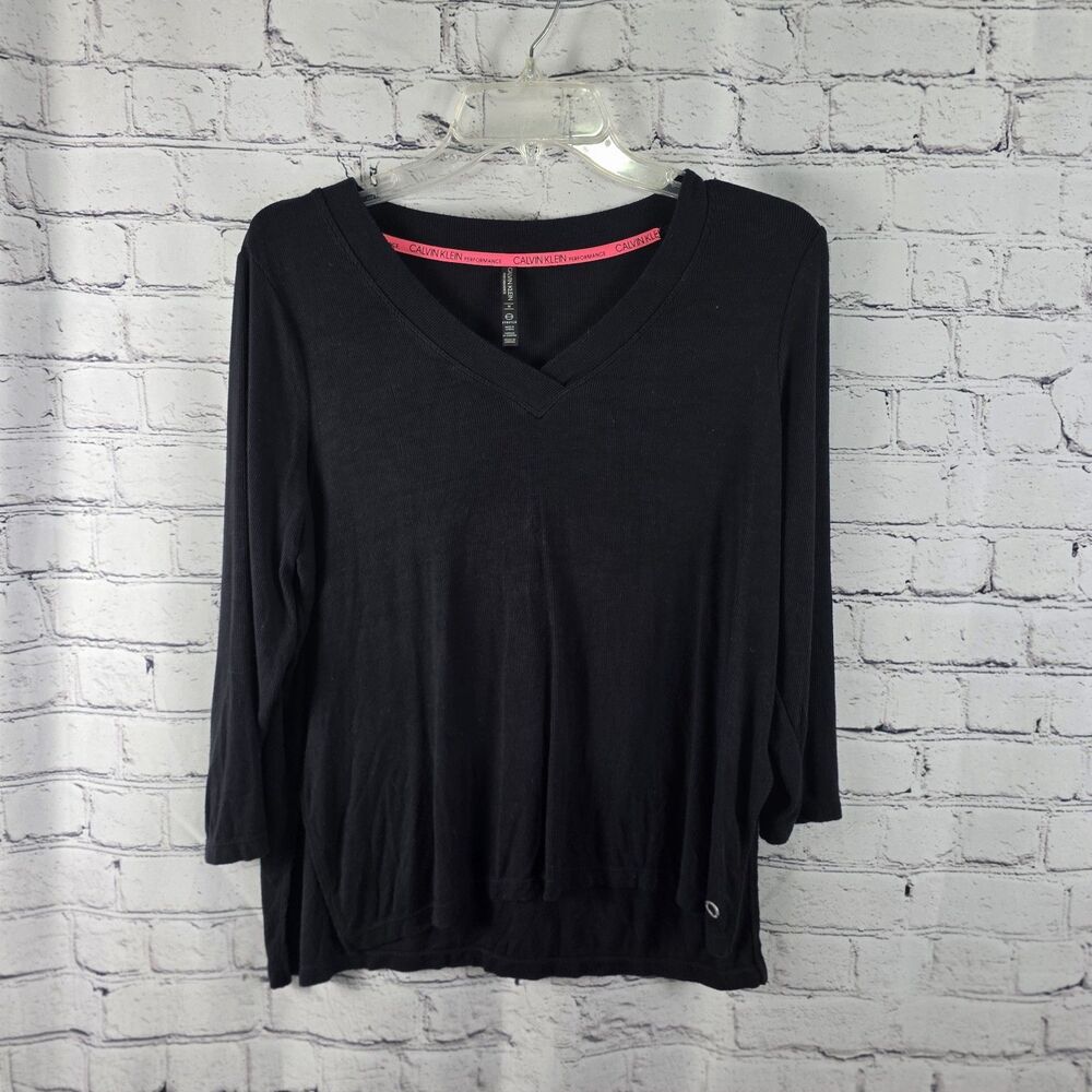 Calvin Klein Women's Medium Black Performance V-Neck Top